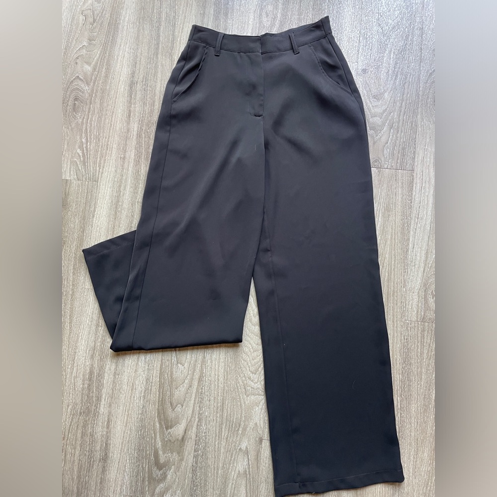 Black Full Length Max Studio Wide Legged Pants